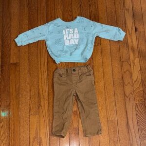 Garanimals Aqua Top and Brown Pants Matching Set